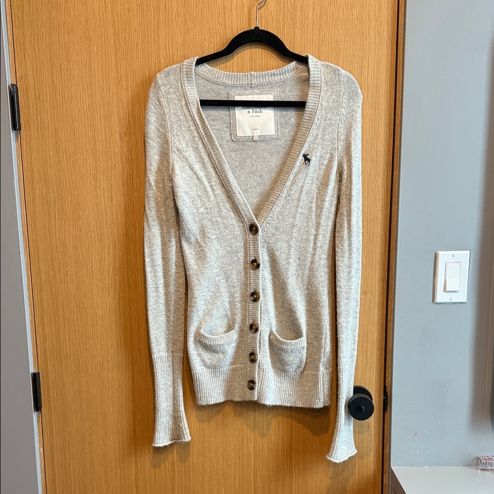 Abercrombie & Fitch Rabbit Hair Mix Button-Up Long Cardigan